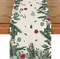 Green Leaves Poinsettia Holly Christmas Table Runner, Seasonal Winter Kitchen Dining Table Decor